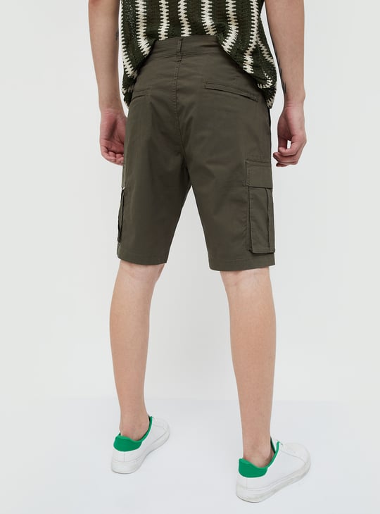 The BlueVibe best dark DARK GREEN denim lycra men cargo shorts