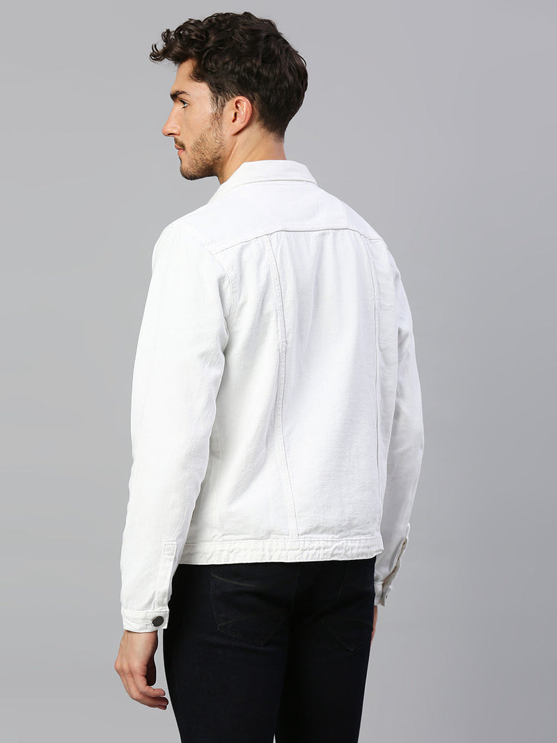 The BlueVibe white color Denim jacket for men