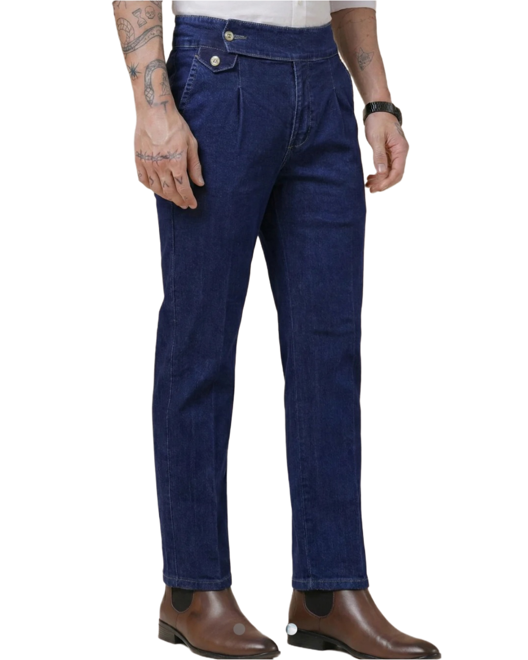 The BlueVibe Blue Premium Denim Boot-Cut Italian Pattern Gurkha Pant.