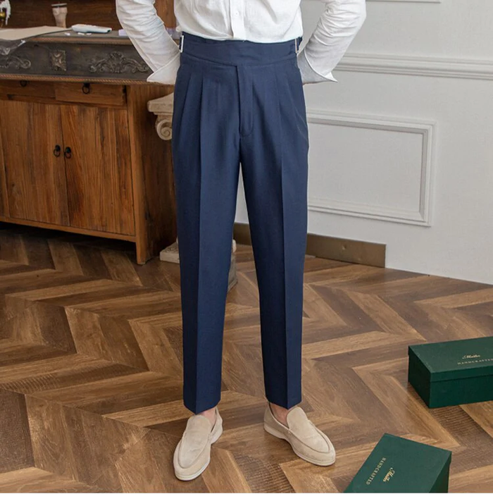 The BlueVibe Navy Blue Premium Italian Pattern Cotton Gurkha Pant.
