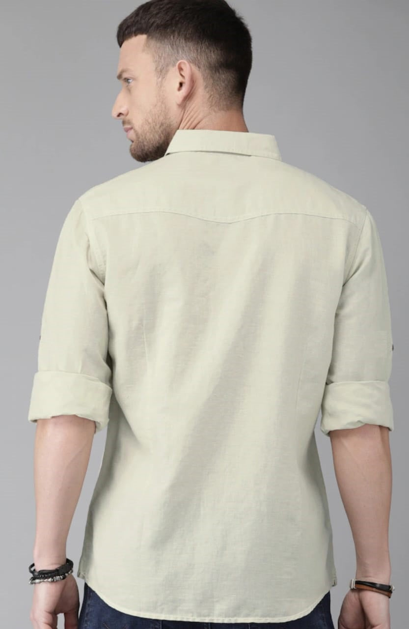 The BlueVibe off white denim men shirt