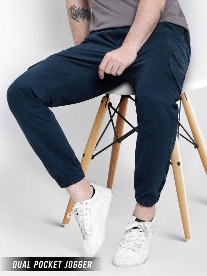 The BlueVibe Mountain navy color men jogger.