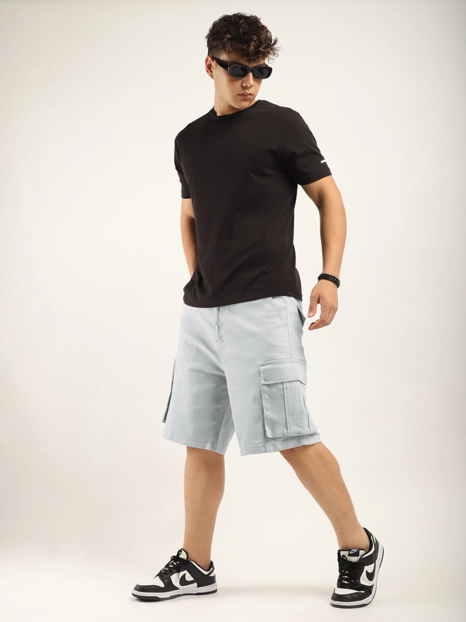 The BlueVibe denim grey cargo men shorts