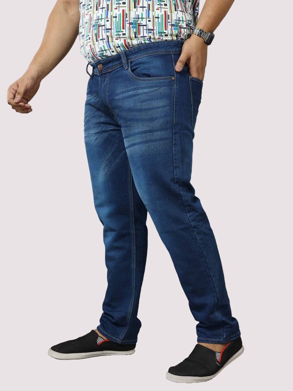 The BlueVibe dark blue plus size men jeans