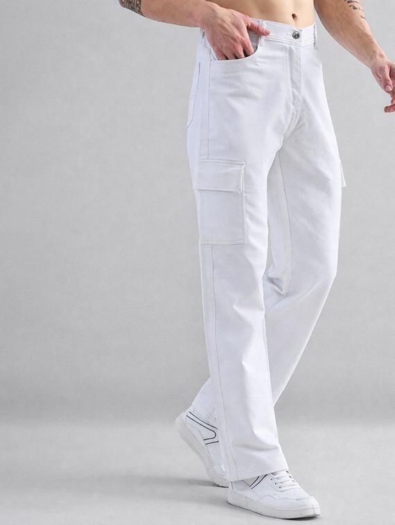The Blue Vibe White + Black - Set of 2 (combo Set) denim cargo's for men