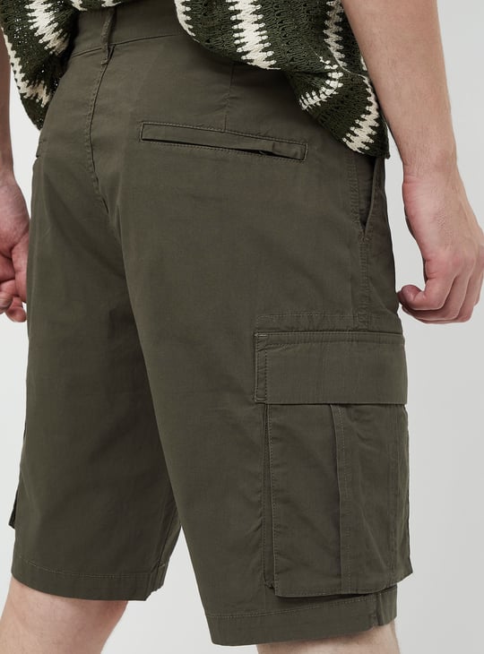 The BlueVibe best dark DARK GREEN denim lycra men cargo shorts