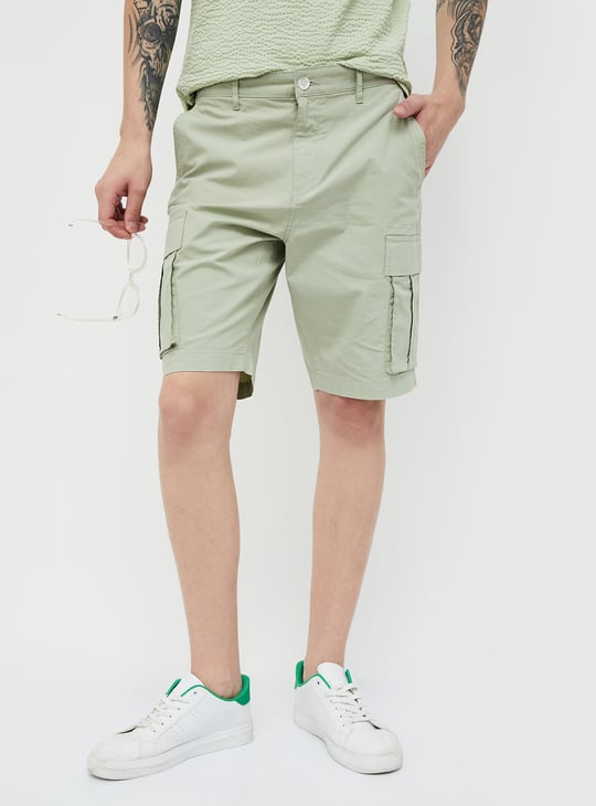 The BlueVibe best olive green denim lycra men cargo shorts