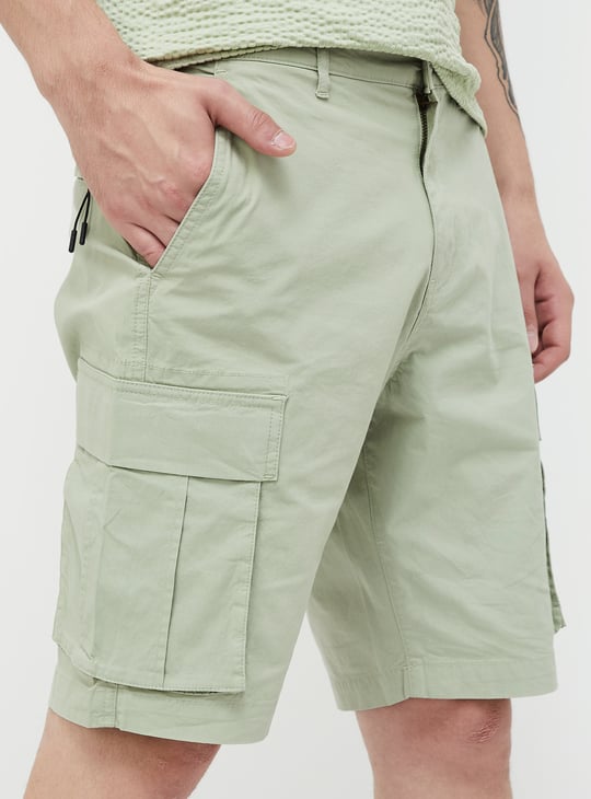 The BlueVibe best olive green denim lycra men cargo shorts