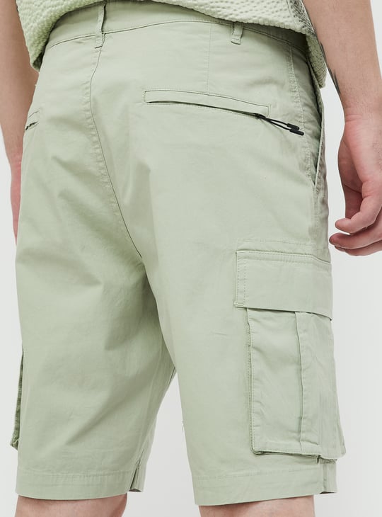 The BlueVibe best olive green denim lycra men cargo shorts
