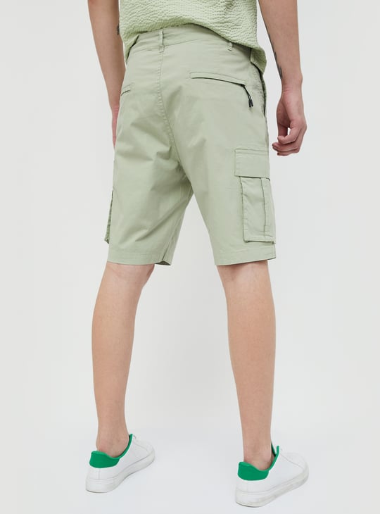 The BlueVibe best olive green denim lycra men cargo shorts