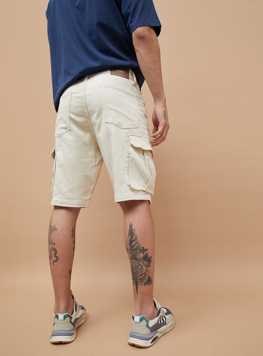 The BlueVibe best beige denim lycra men cargo shorts