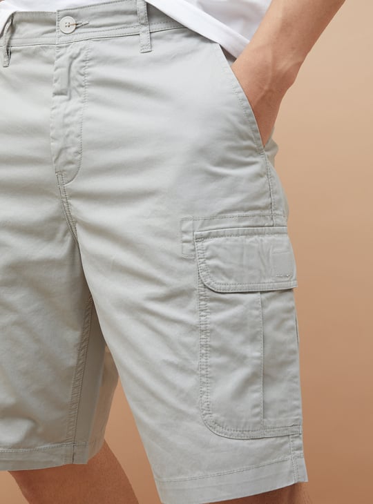 The BlueVibe best LIGHT GHREY denim lycra men cargo shorts