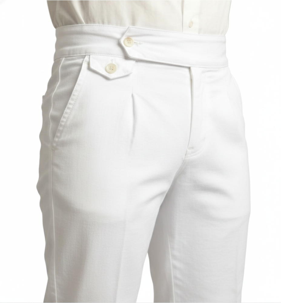 The BlueVibe pure White Premium cotton Boot-Cut Italian Pattern Gurkha Pant.