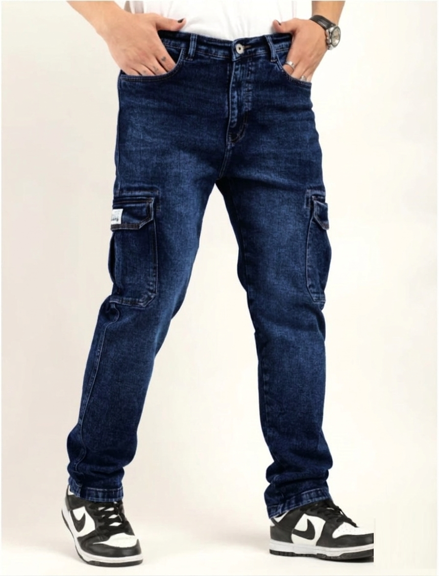 Jack&Jordan best Ultra Dark Blue men denim cargo