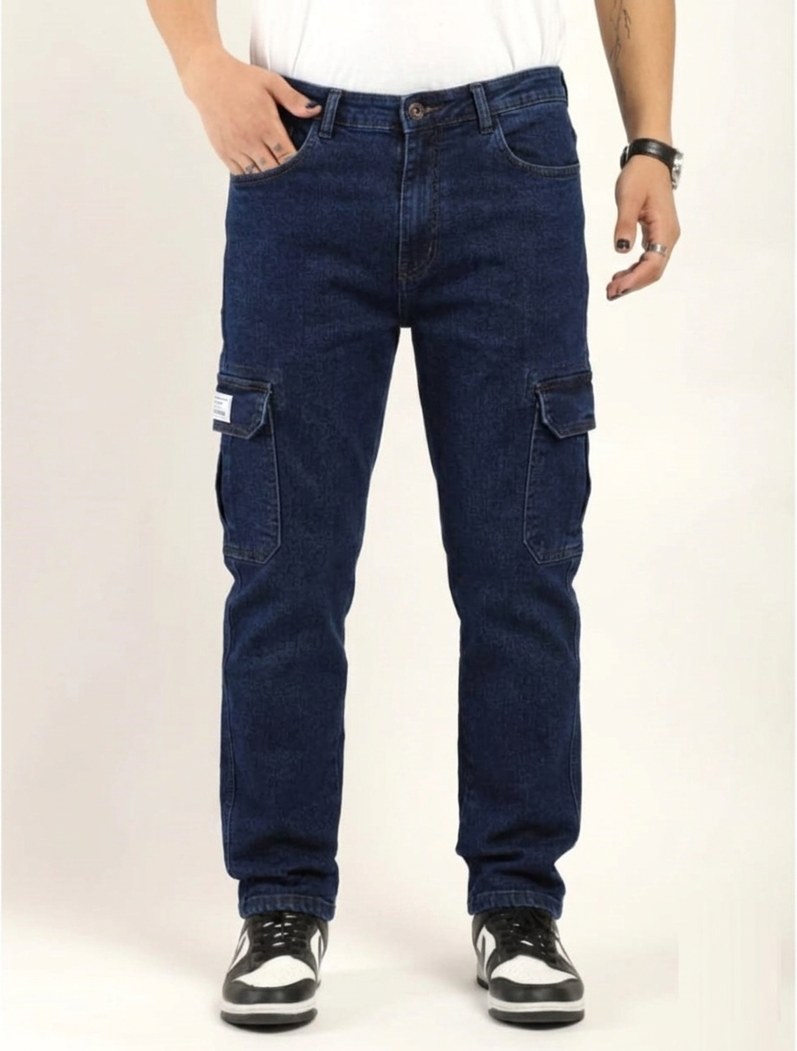 Jack&Jordan Ultra Dark blue denim cargo for men