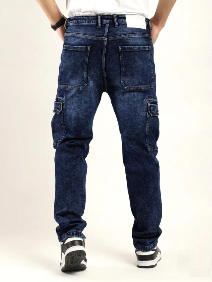 Jack&Jordan best Ultra Dark Blue men denim cargo