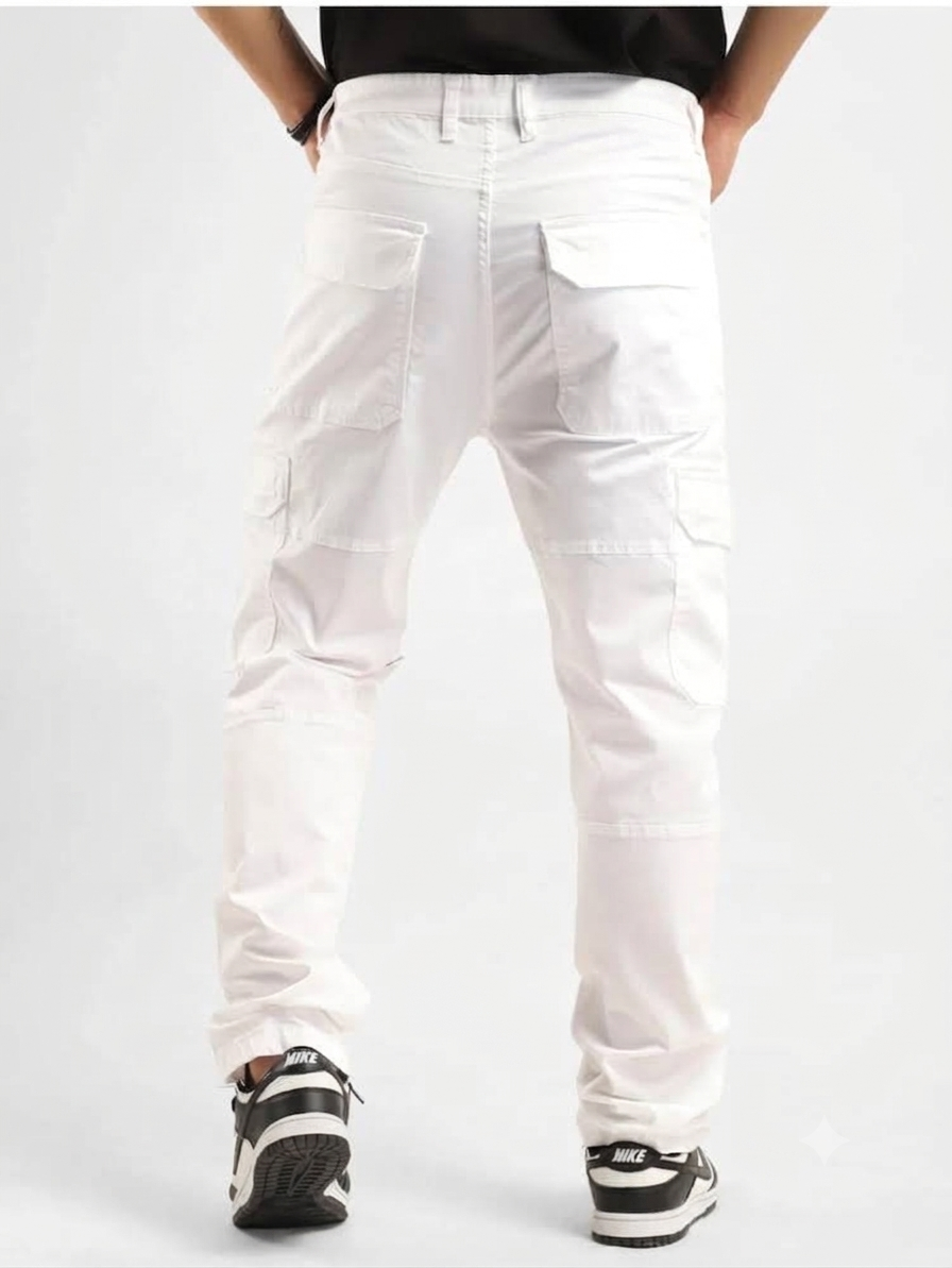 The BlueVibe white color men pure cotton cargo