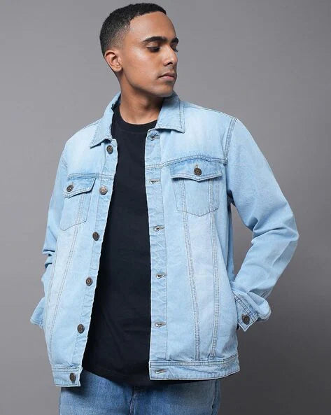 The BlueVibe Light blue Denim jacket for men