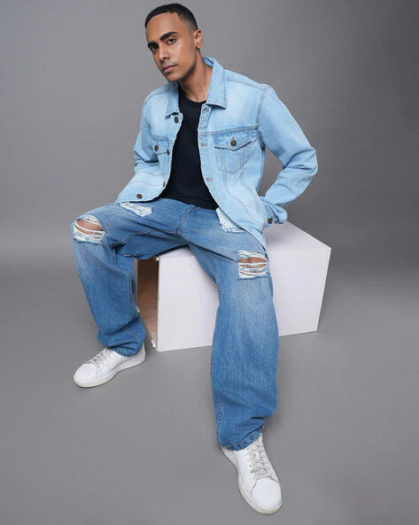 The BlueVibe Light blue Denim jacket for men