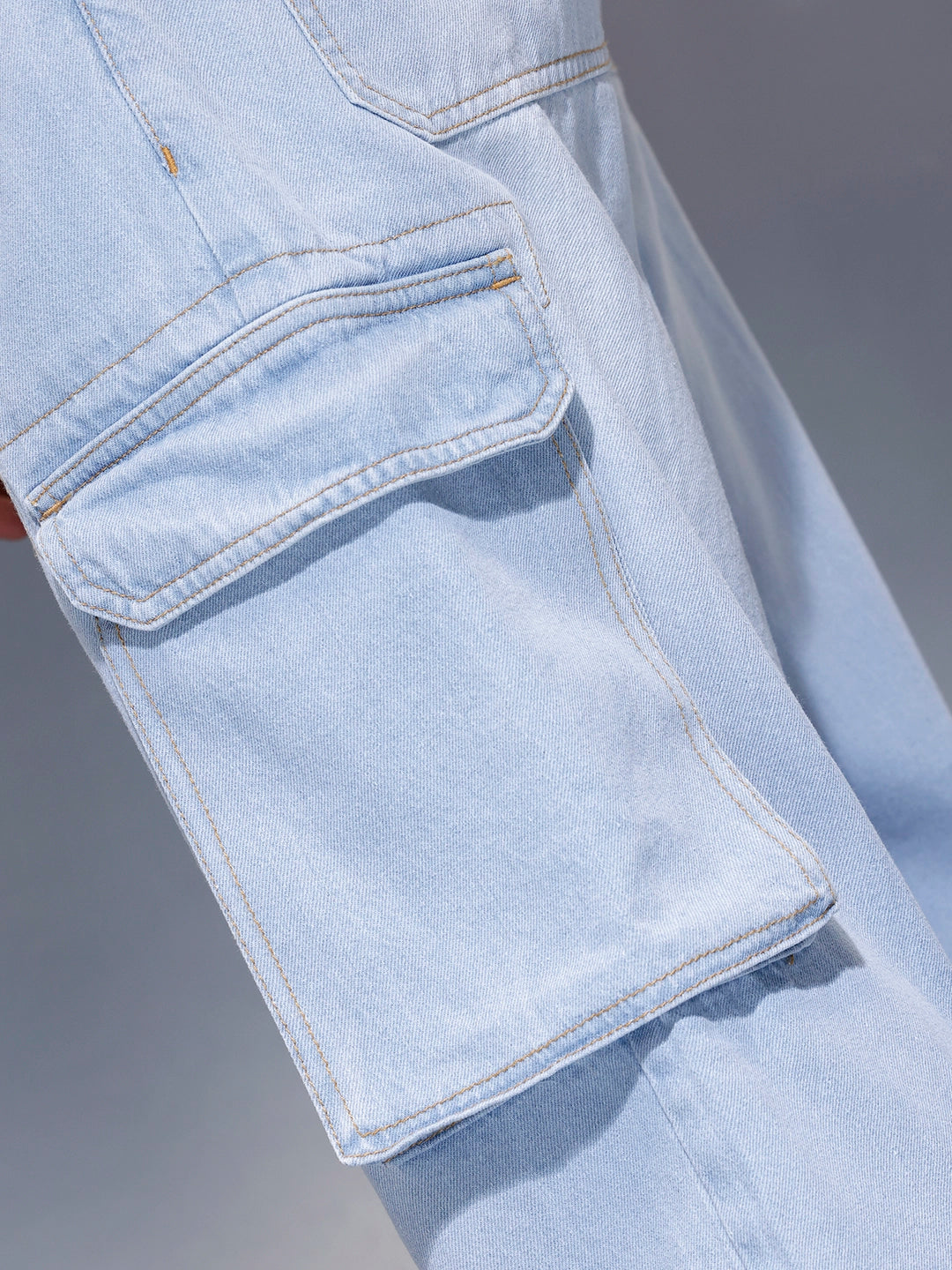 The BlueVibe sky blue stretchable denim cargo for men