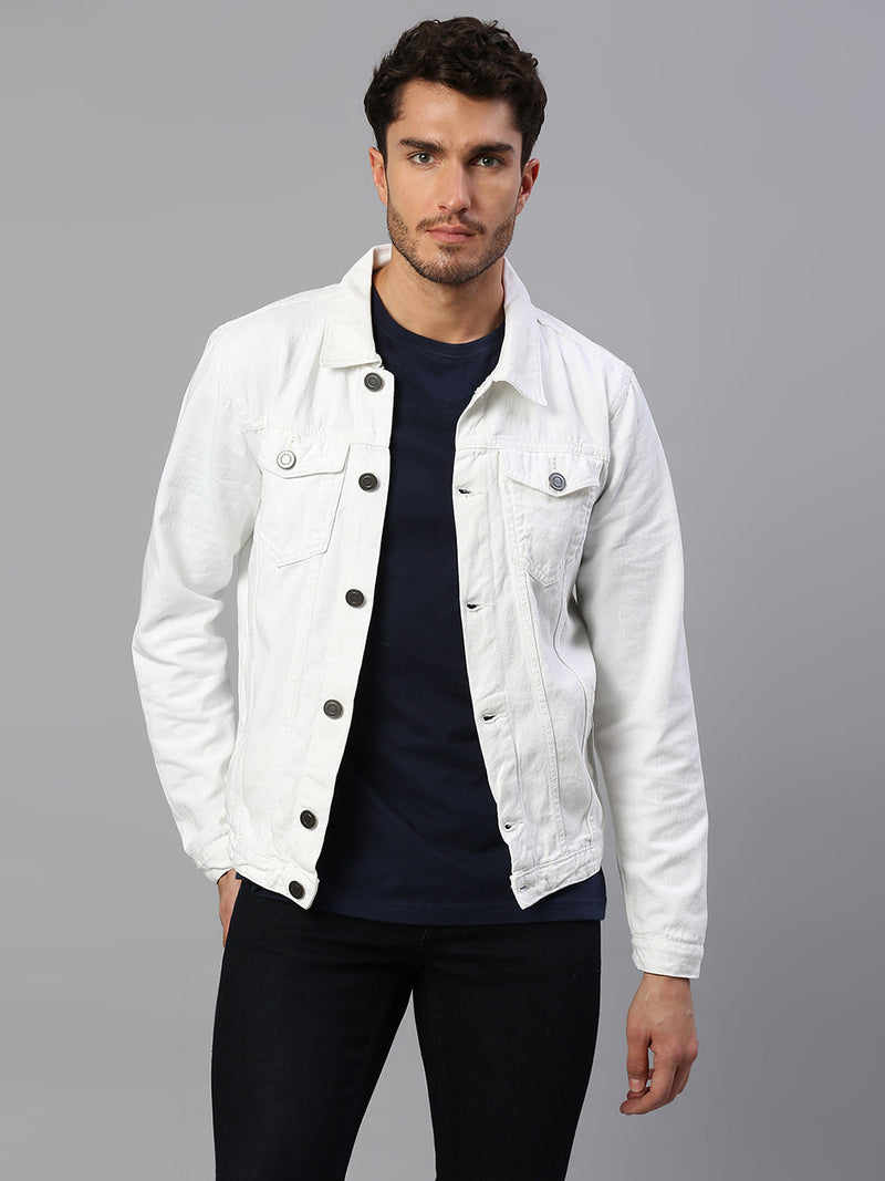 The BlueVibe white color  Denim jacket for men