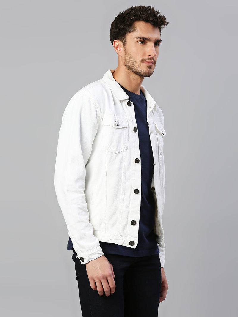 The BlueVibe white color  Denim jacket for men
