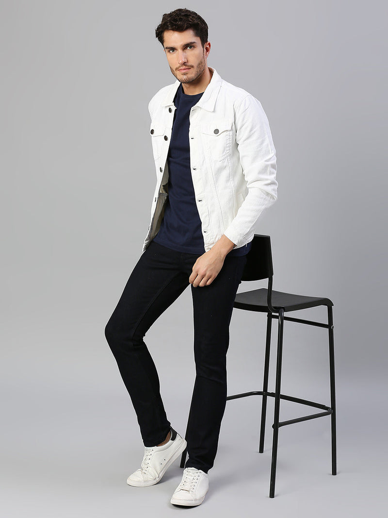 The BlueVibe white color  Denim jacket for men
