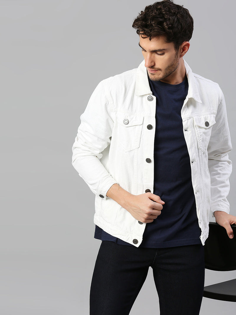 The BlueVibe white color  Denim jacket for men