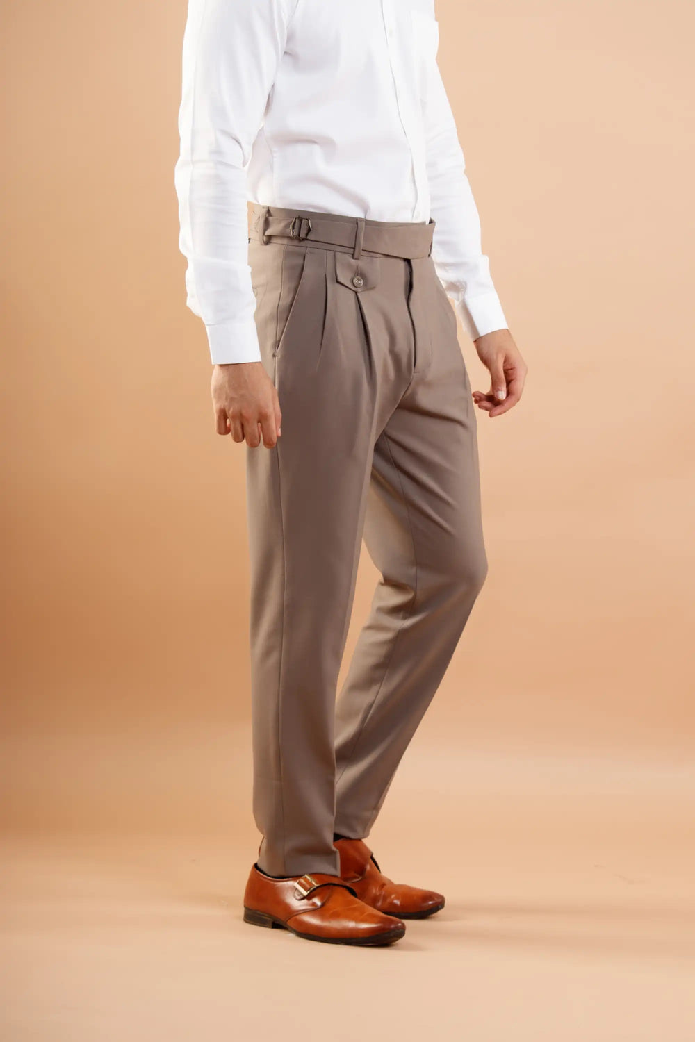 The BlueVibe Premium Light Broun Italian Pattern Cotton Gurkha Pant.