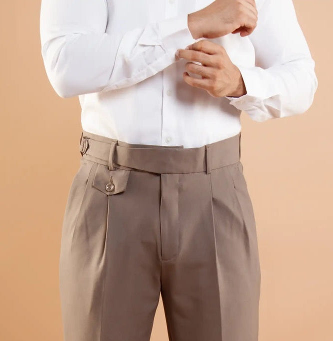 The BlueVibe Premium Light Broun Italian Pattern Cotton Gurkha Pant.