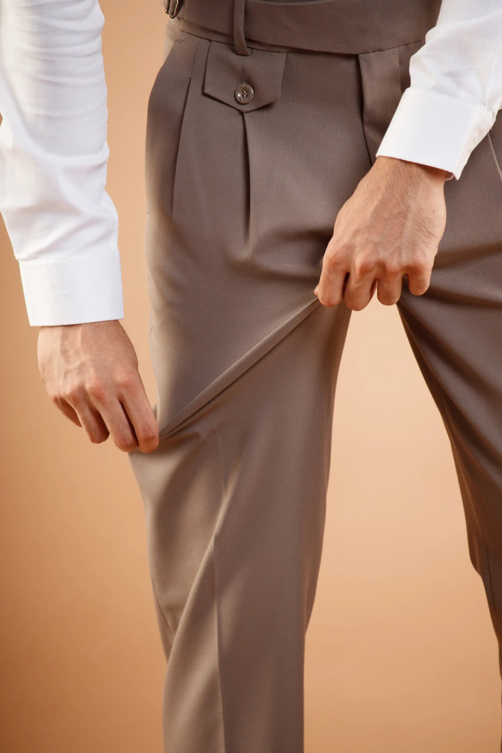 The BlueVibe Premium Light Broun Italian Pattern Cotton Gurkha Pant.
