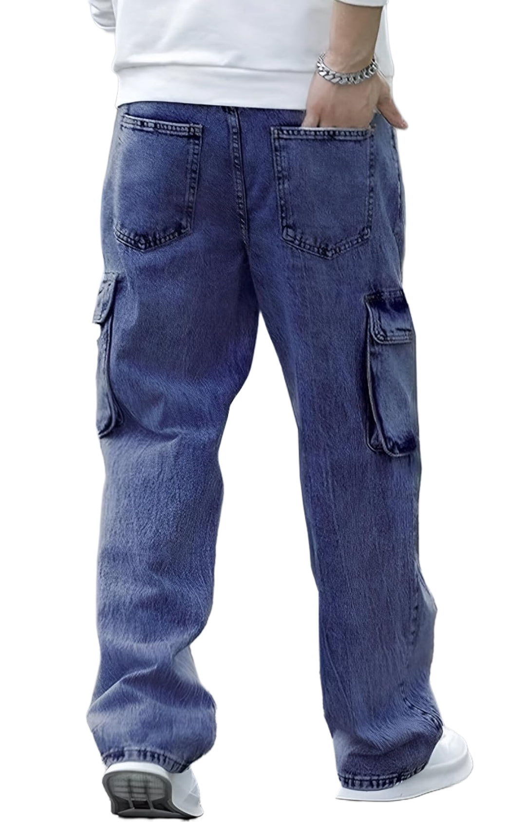 The BlueVibe baggy fit blue denim for men .