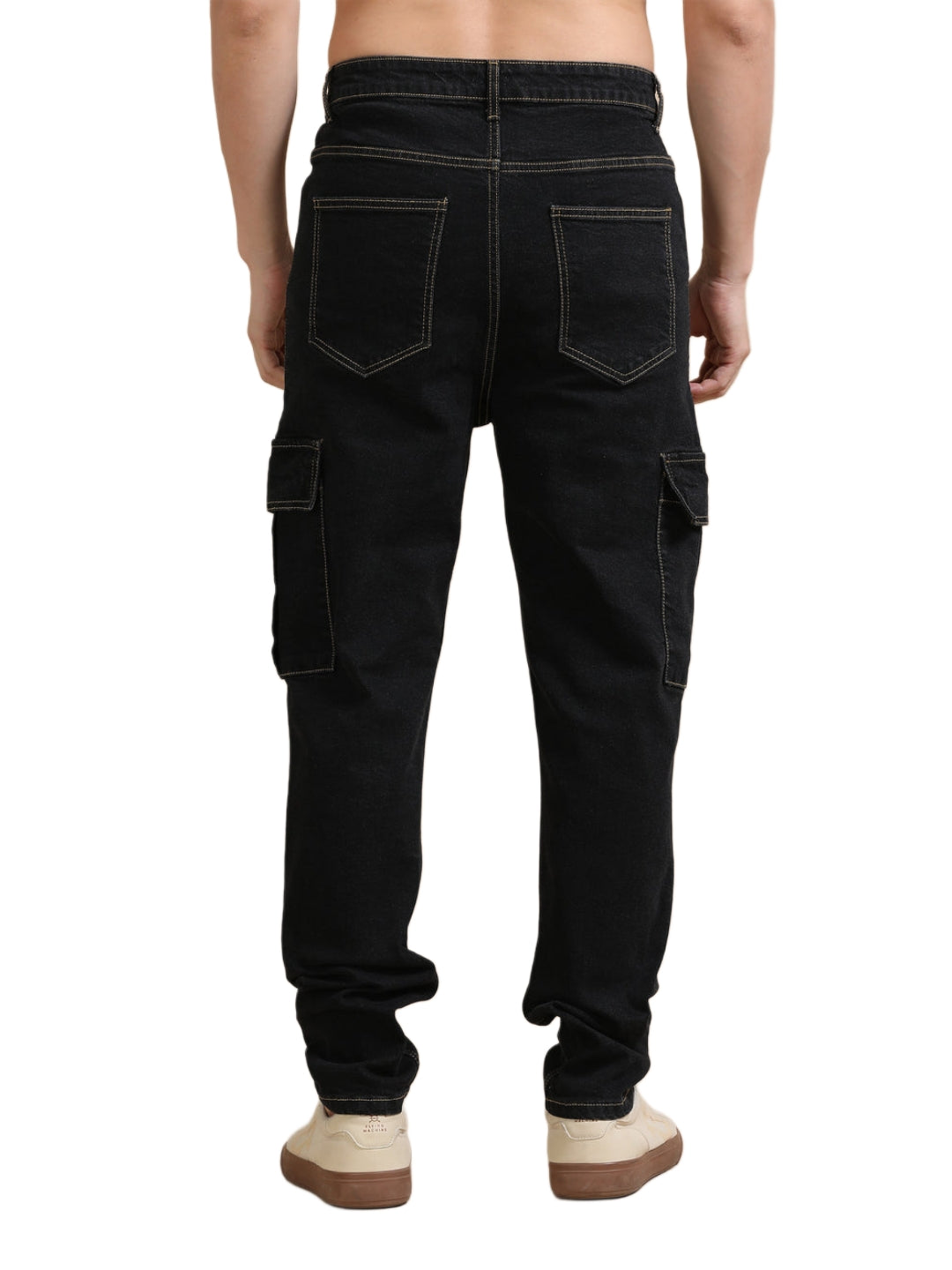 The BlueVibe best quality ultra black denim men cargo