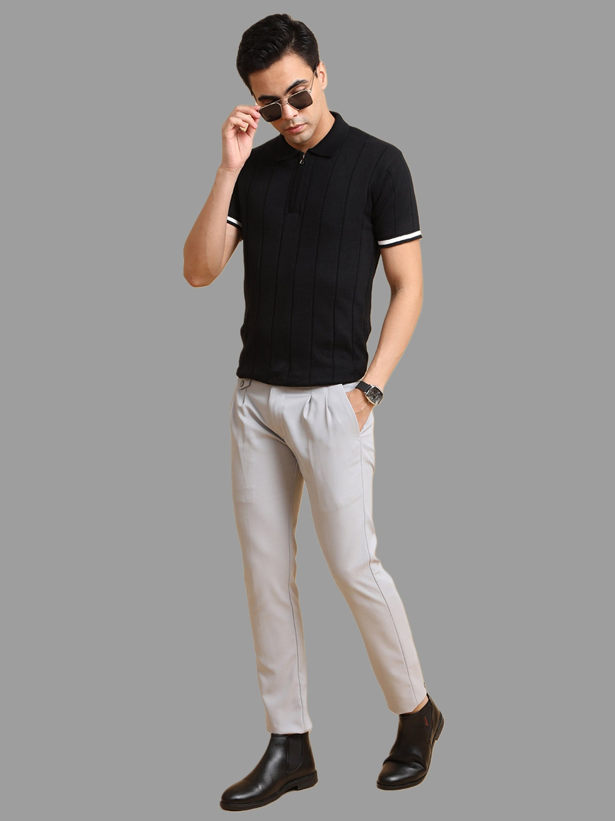The BlueVibe Grey Premium Italian Pattern Cotton Gurkha Pant.