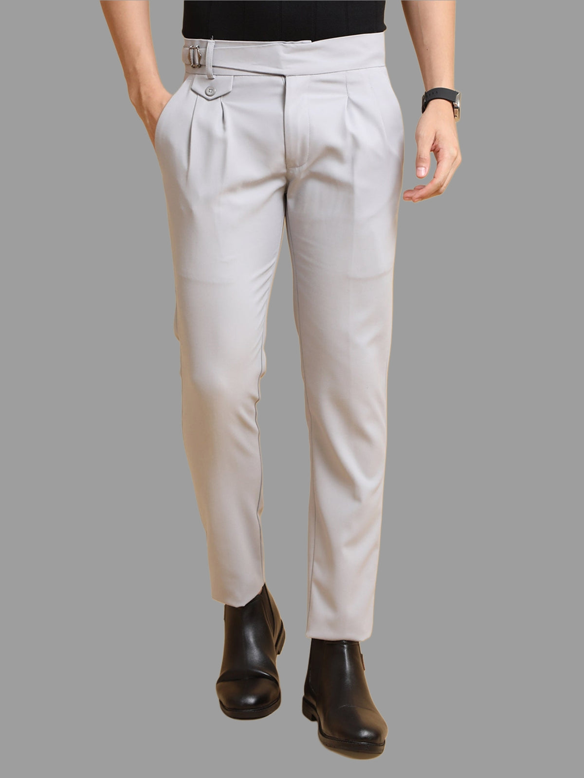 The BlueVibe Grey Premium Italian Pattern Cotton Gurkha Pant.