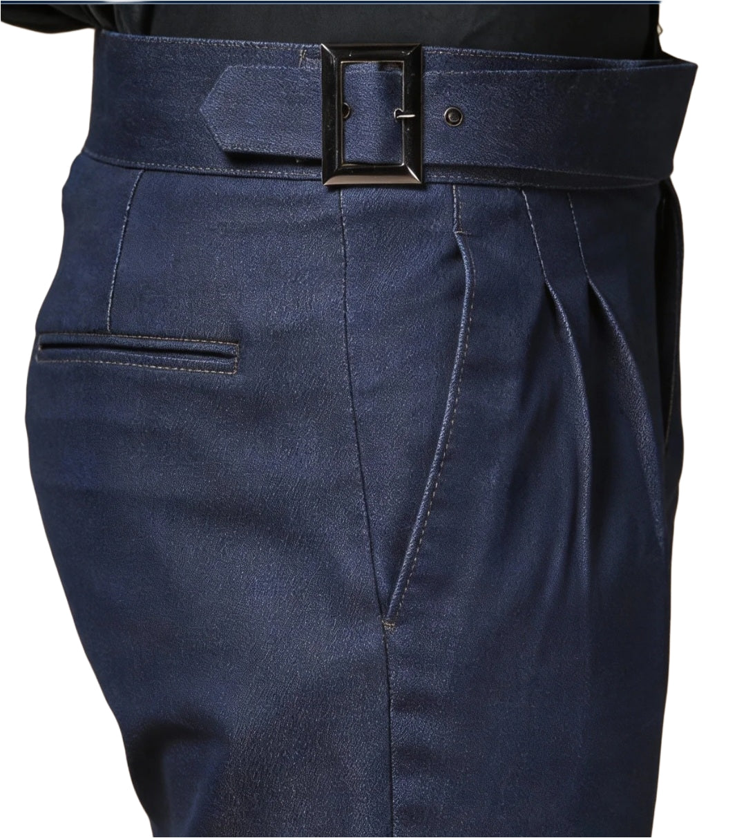 The BlueVibe Dark Blue Premium Denim Boot-Cut  Italian Pattern Gurkha Pant.