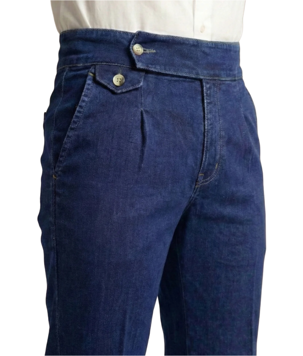 The BlueVibe Blue Premium Denim Boot-Cut Italian Pattern Gurkha Pant.