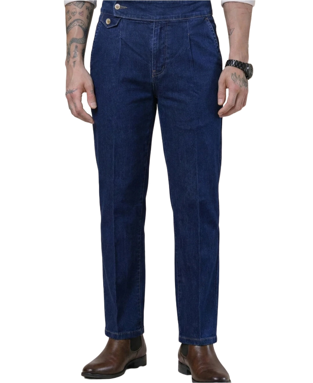 The BlueVibe Blue Premium Denim Boot-Cut Italian Pattern Gurkha Pant.