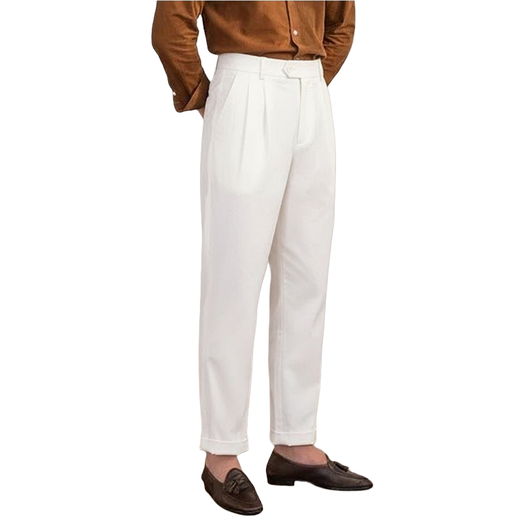 The BlueVibe White Premium cotton Italian Pattern Gurkha Pant.