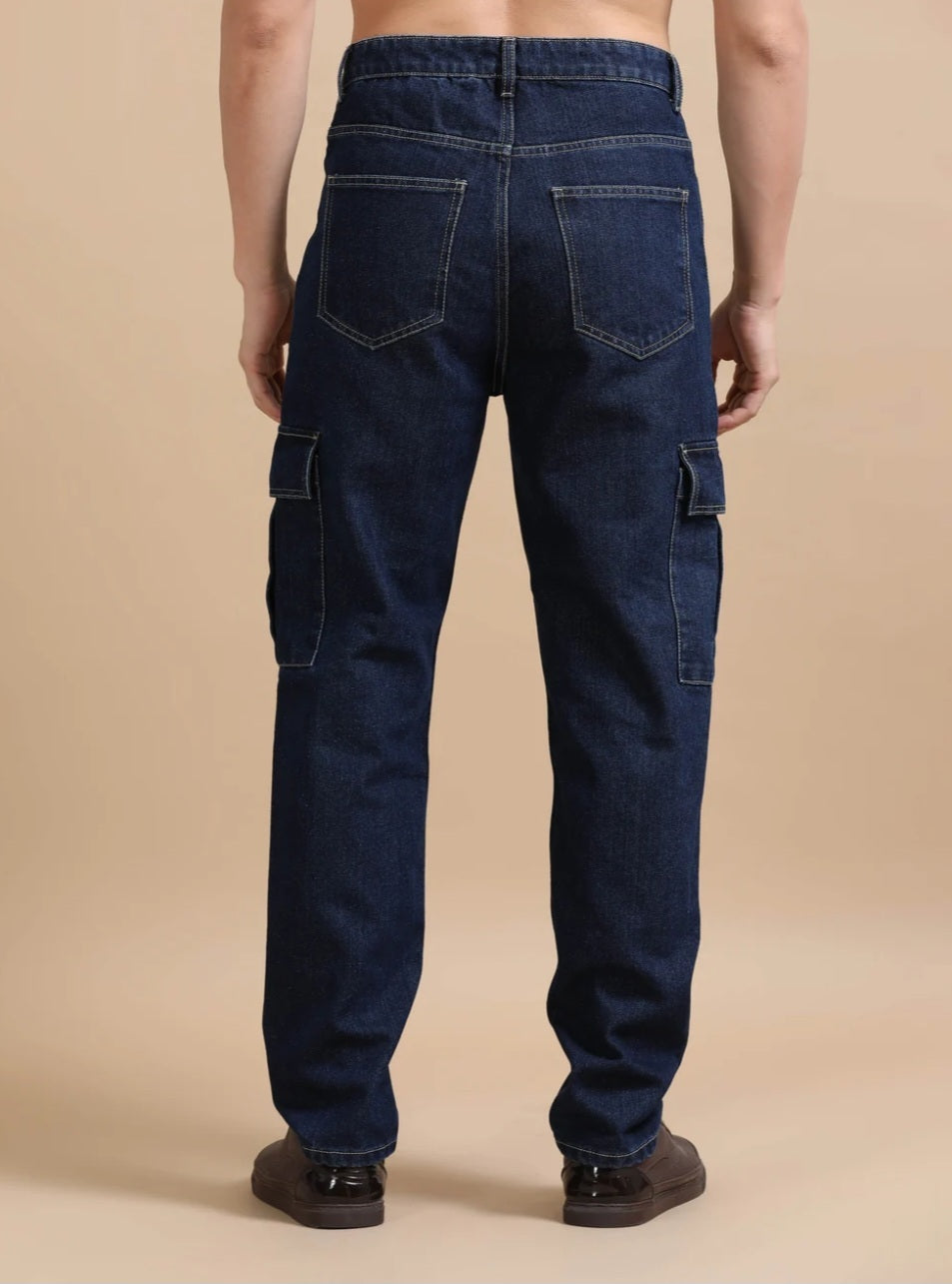 The Blue Vibe Dark Blue , White , Black - Set of 3 (combo Set) denim cargo's for men