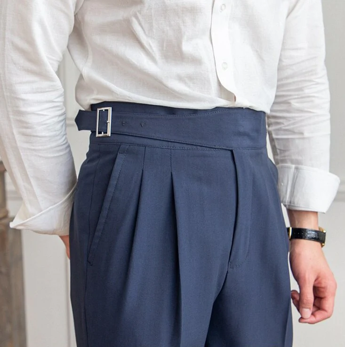 The BlueVibe Navy Blue Premium Italian Pattern Cotton Gurkha Pant.