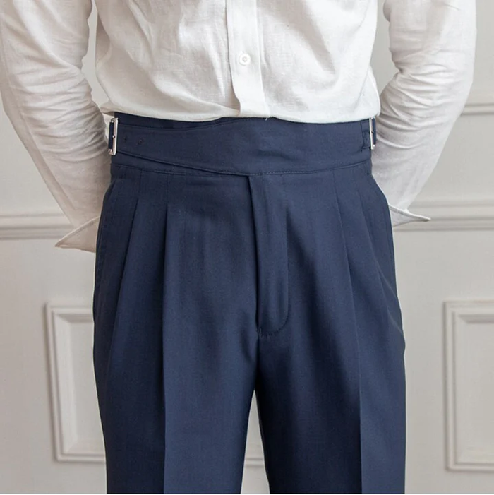 The BlueVibe Navy Blue Premium Italian Pattern Cotton Gurkha Pant.