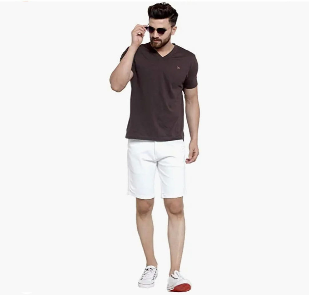 The BlueVibe white color men denim cargo and white shorts COMBO SET
