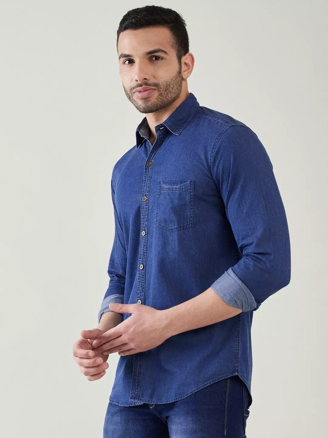The BlueVibe best Dark blue Denim men shirt