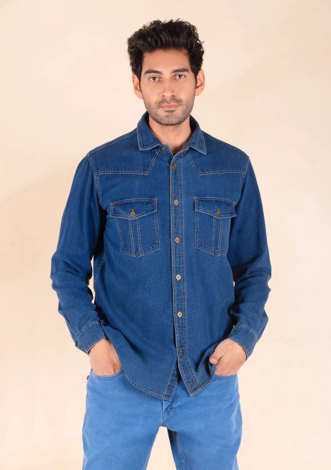 The BlueVibe dark blue denim shirts