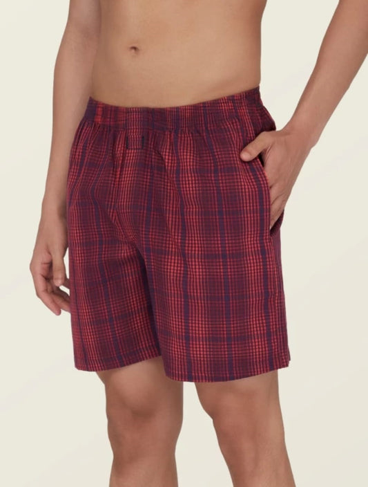 The BlueVibe red check men cotton boxer