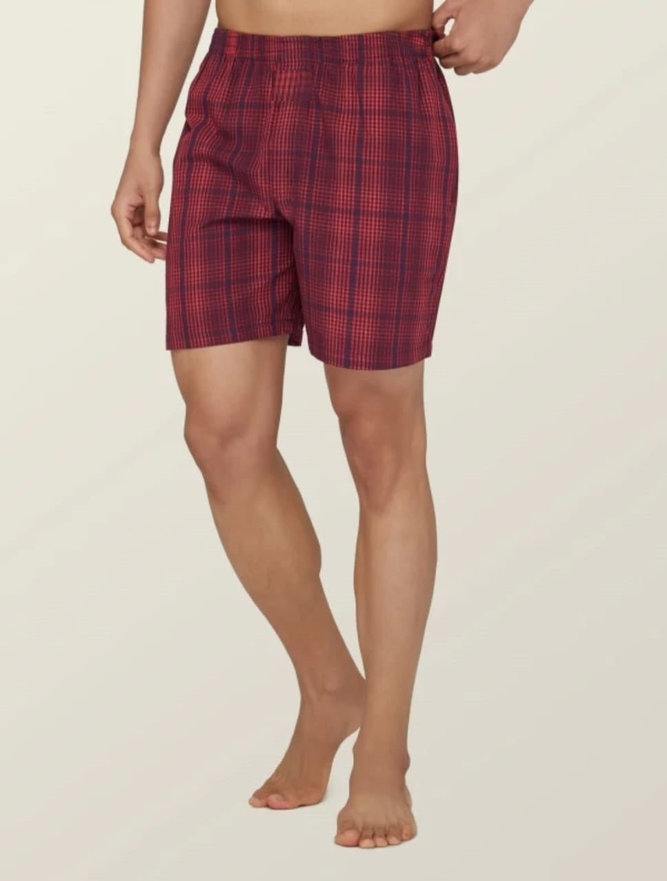 The BlueVibe red check men cotton boxer