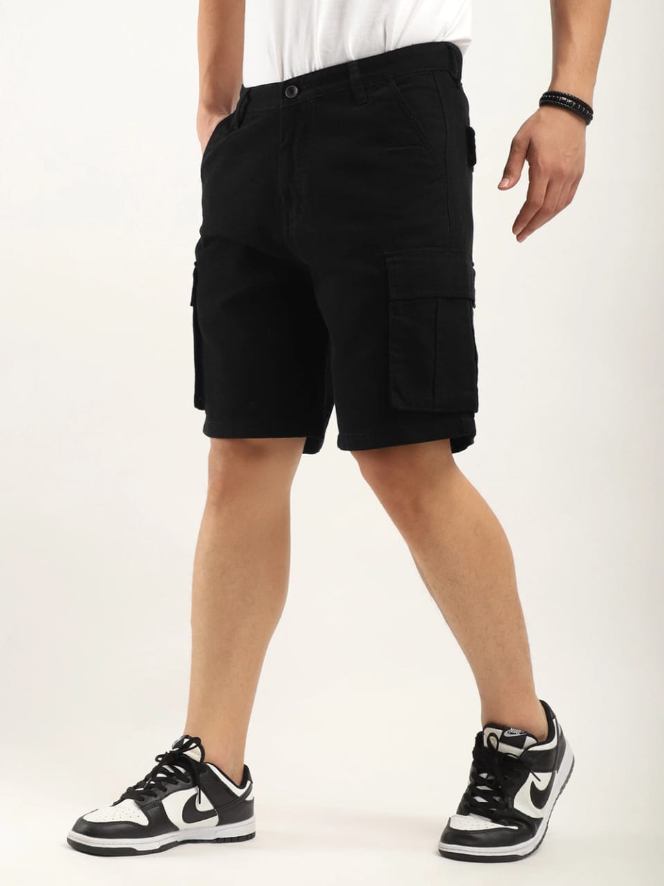 The BlueVibe best dark Black denim lycra men cargo shorts