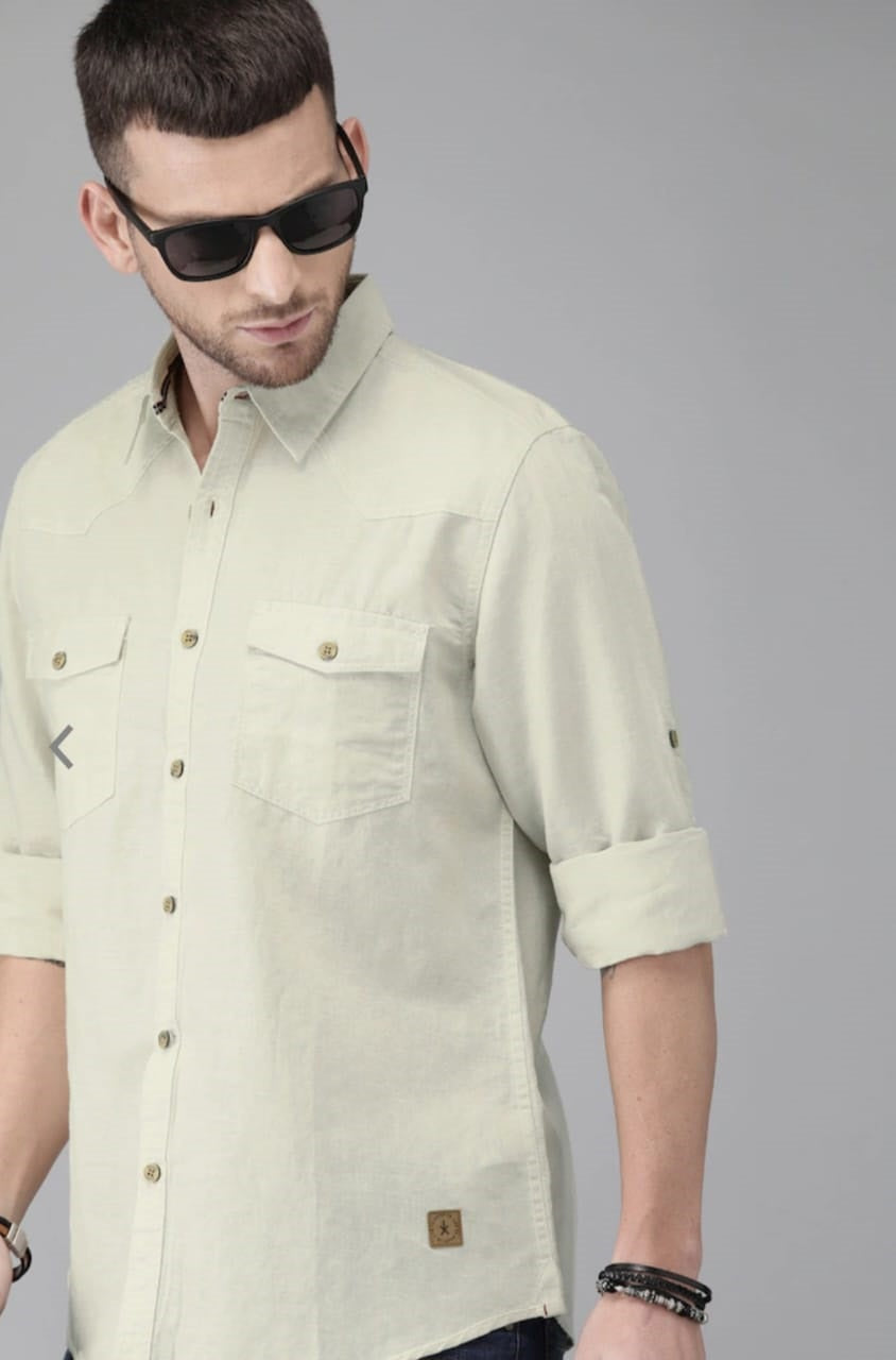 The BlueVibe off white denim men shirt