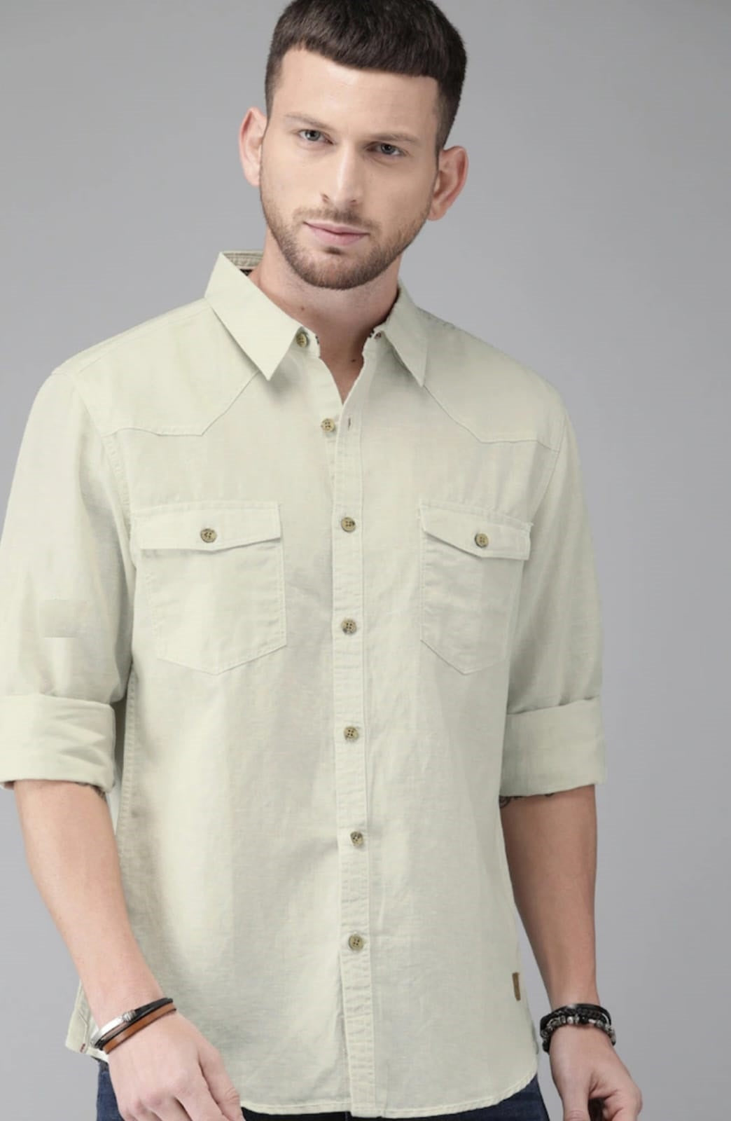 The BlueVibe off white denim men shirt